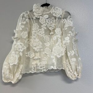 Silk Blouse with silk appliqués. Perfect for bridal brunch